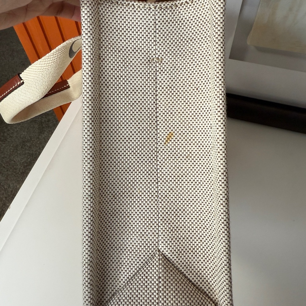 Chloe Cream and Brown Canvas Small Tote - Picture 16 of 16